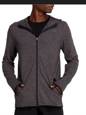 Asics Men's Heather Charcoal Full-Zip Performance Jacket